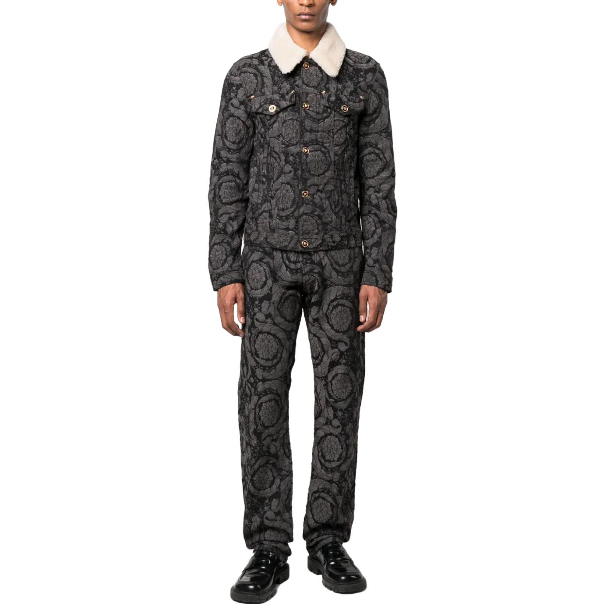 VERSACE FW22  Black Mid-Rise Straight-Leg Printed Denim Jeans 1007837-1A07719-2D860 圖 4