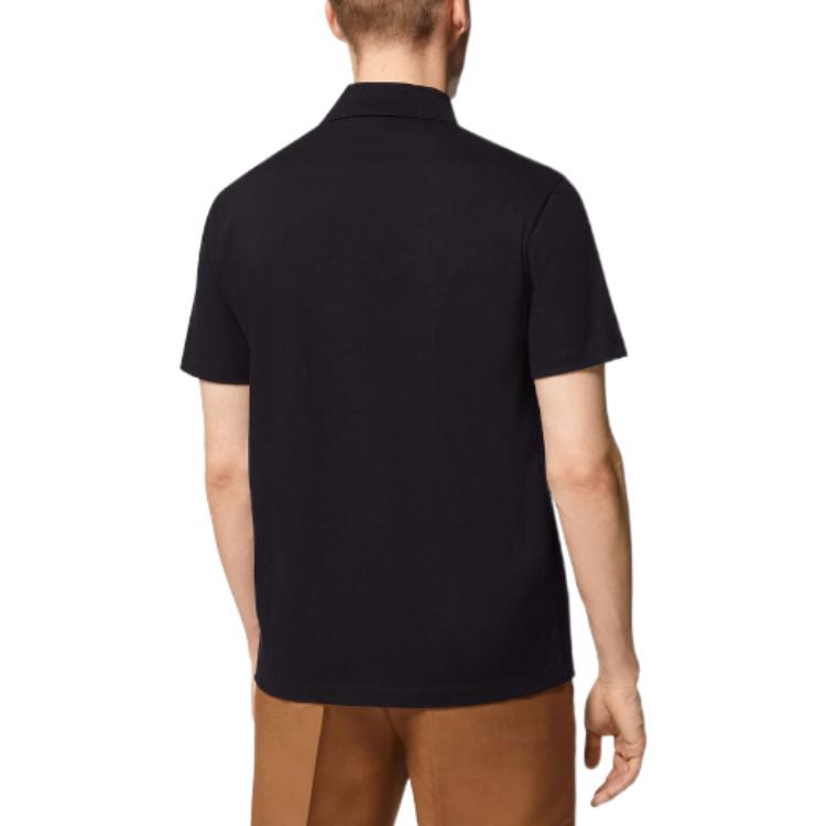 Details for VERSACE FW22  Black Polo Shirt with Embroidered Lettering 1008503-1A06081-1B000