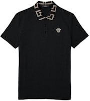 VERSACE FW22 Black Polo Shirt with Logo Embroidery Design. A87402-1A06199-1B000 VERSACE FW22 Black Polo Shirt with Logo Embroidery Design. A87402-1A06199-1B000