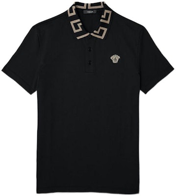 VERSACE FW22 Black Polo Shirt with Logo Embroidery Design. A87402-1A06199-1B000 Buy VERSACE FW22 Black Polo Shirt with Logo Embroidery Design. A87402-1A06199-1B000