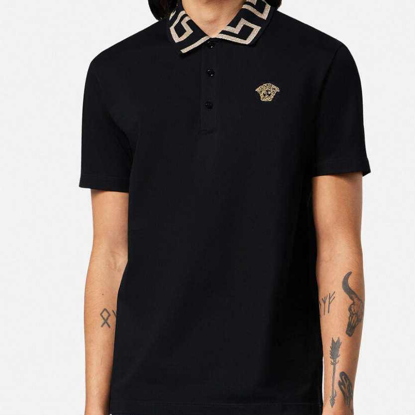 Sizing 范思哲 FW22 黑色徽标刺绣设计 Polo 衫 A87402-1A06199-1B000