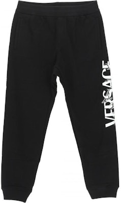 VERSACE FW22 Black Relaxed Fit Pants with Solid Logo Print 1006981-1A04955-1B000 Buy VERSACE FW22 Black Relaxed Fit Pants with Solid Logo Print 1006981-1A04955-1B000