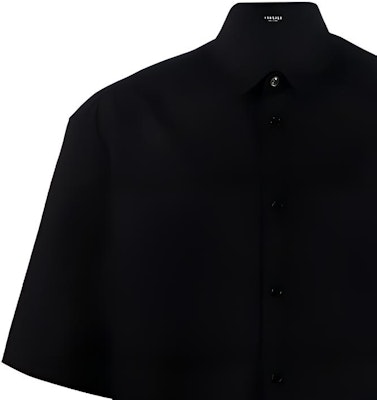 VERSACE FW22 Kemeja Hitam Lengan Pendek Dengan Sulaman Logo Warna Solid. 1006366-1A04341-1B000 Purchase VERSACE FW22 Kemeja Hitam Lengan Pendek Dengan Sulaman Logo Warna Solid. 1006366-1A04341-1B000