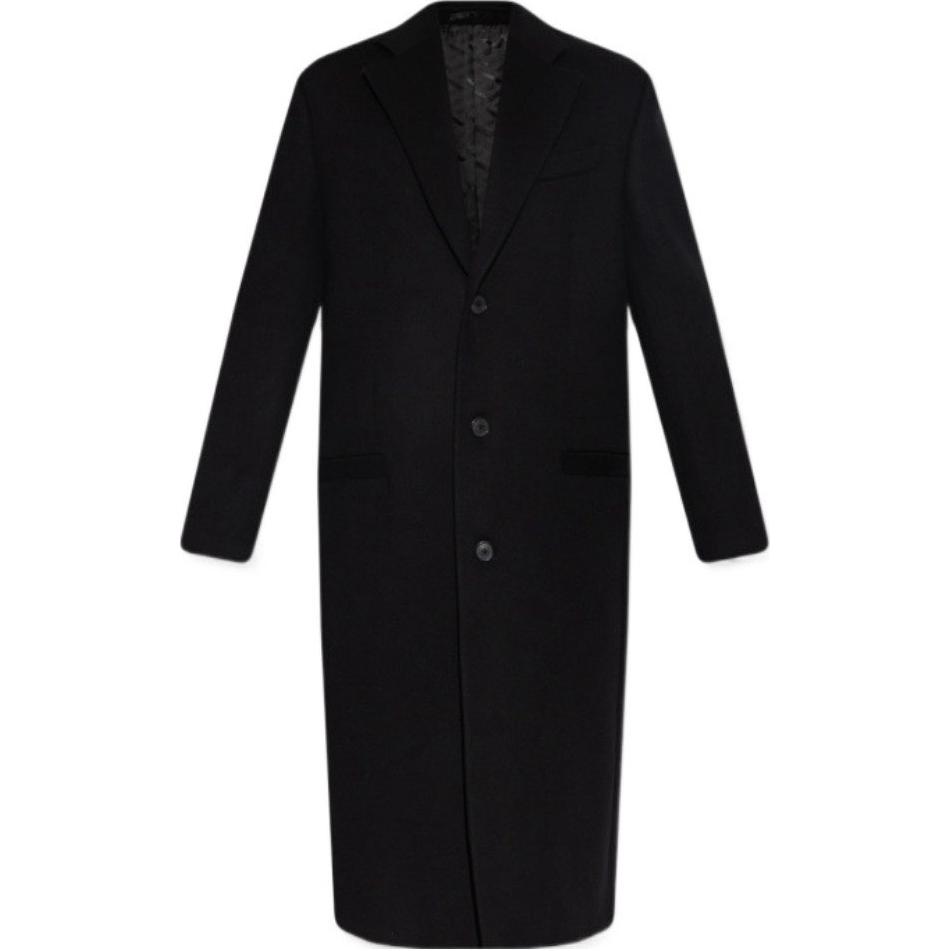 Order ヴェルサーチ FW22 ブラック シングルブレスト ストレートカラーコート. 1006962-1A04931-1B000
