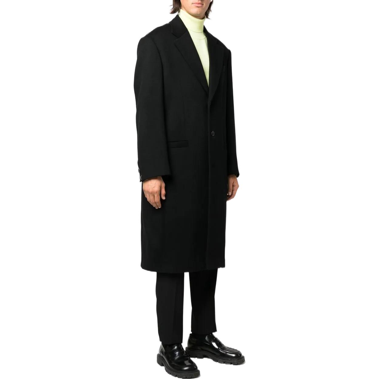 Lookbook ヴェルサーチ FW22 ブラック シングルブレスト ストレートカラーコート. 1006962-1A04931-1B000