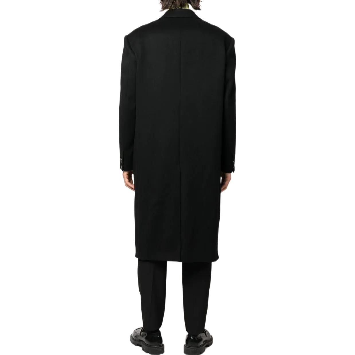 Shop ヴェルサーチ FW22 ブラック シングルブレスト ストレートカラーコート. 1006962-1A04931-1B000