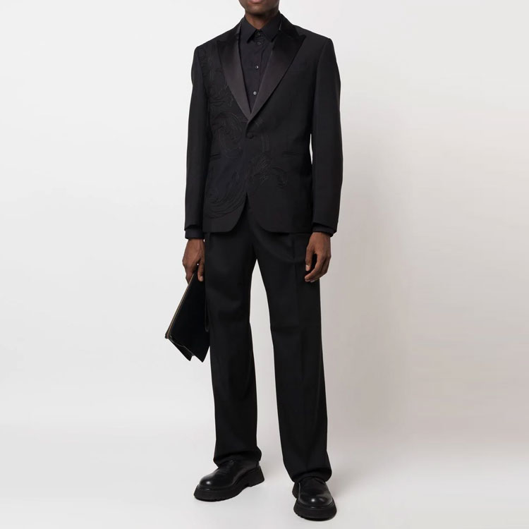 Lookbook VERSACE FW22 黑色斜紋直筒休閒長褲 1006714-1A03848-1B000