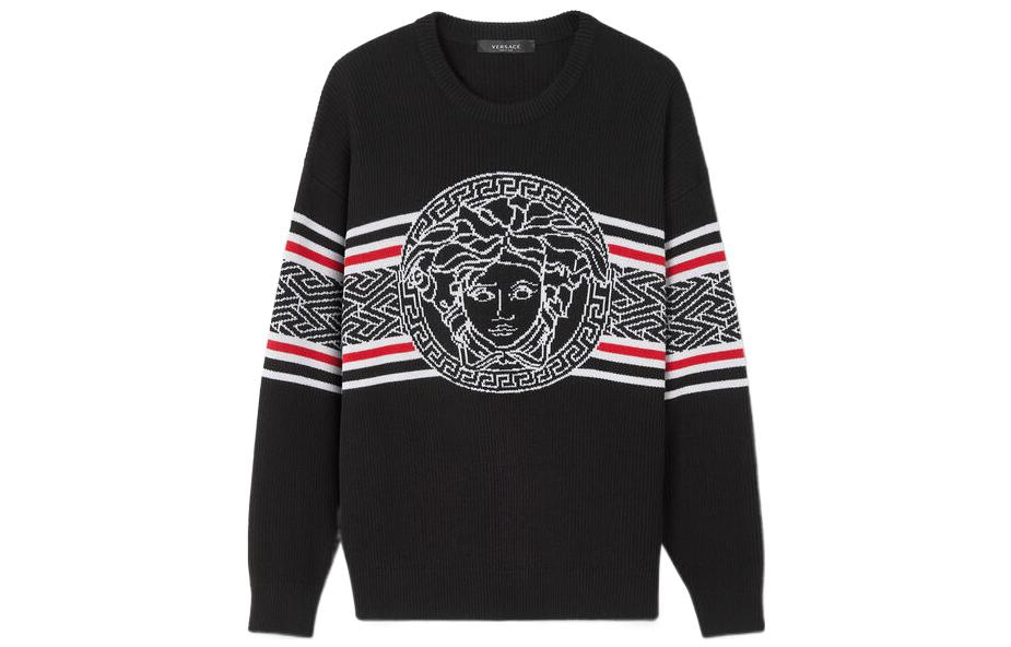 VERSACE FW22  Black Striped Jacquard Pullover Knit Sweater 1007981-1A05695-1B000 圖 2