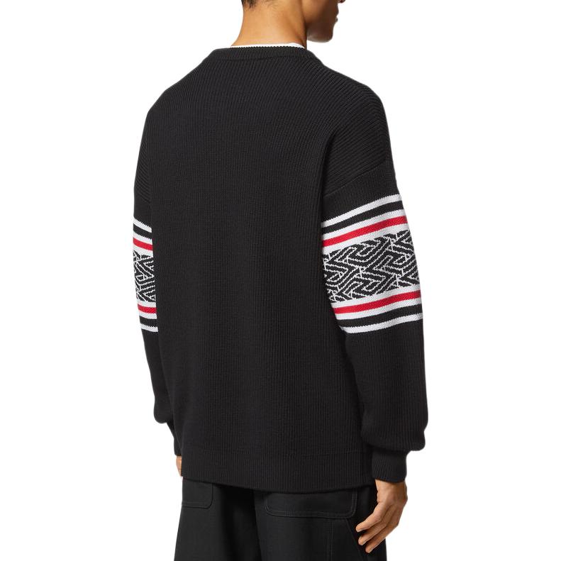 VERSACE FW22  Black Striped Jacquard Pullover Knit Sweater 1007981-1A05695-1B000 圖 4