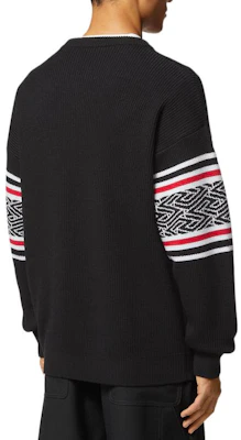 ヴェルサーチ FW22 ブラック ストライプ ジャカード プルオーバー ニット セーター 1007981-1A05695-1B000 Shop ヴェルサーチ FW22 ブラック ストライプ ジャカード プルオーバー ニット セーター 1007981-1A05695-1B000