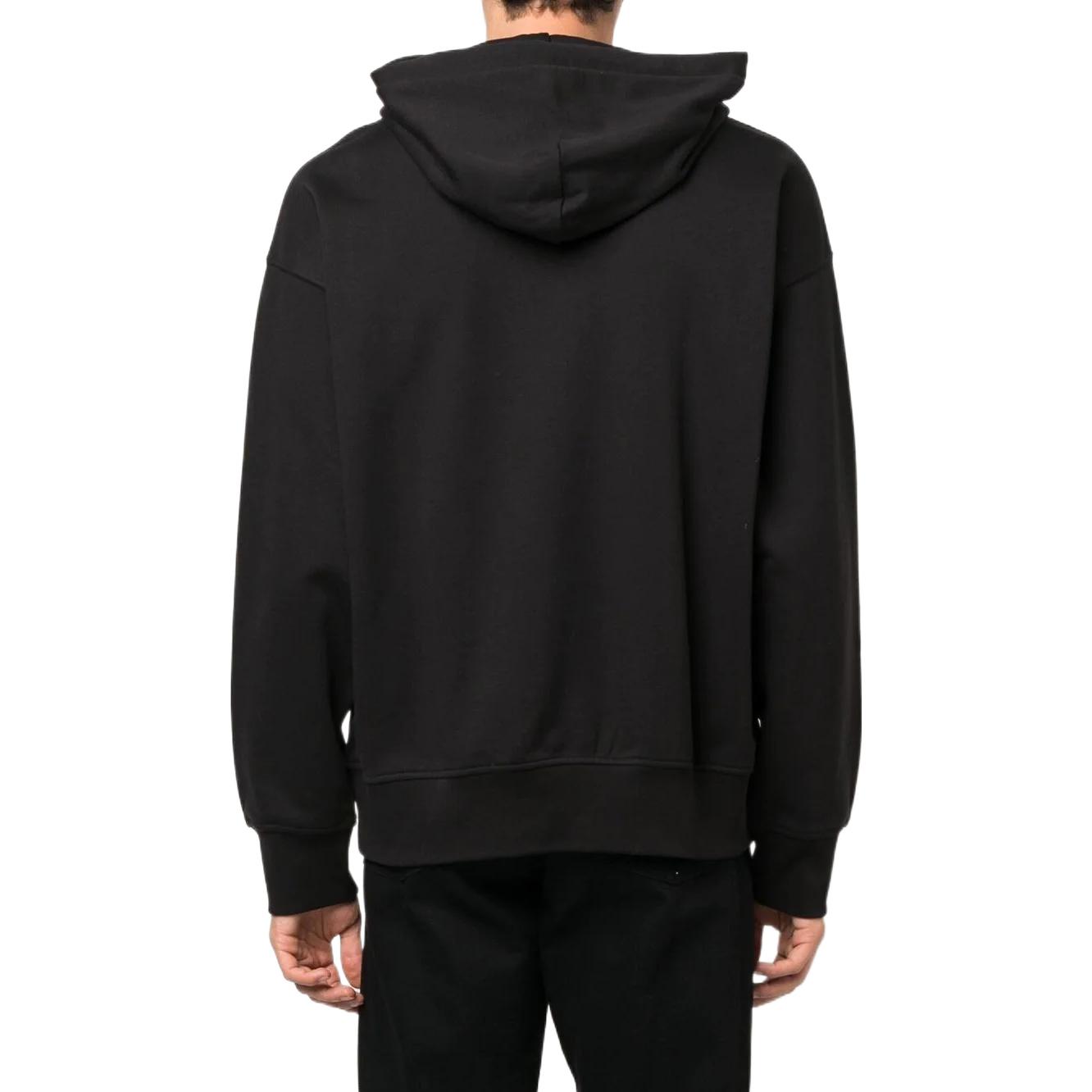 Shop VERSACE FW22 Sudadera Negra Rayada con Logo y Capucha Ajustable Mangas Largas 73GAIP10-CF00P-899