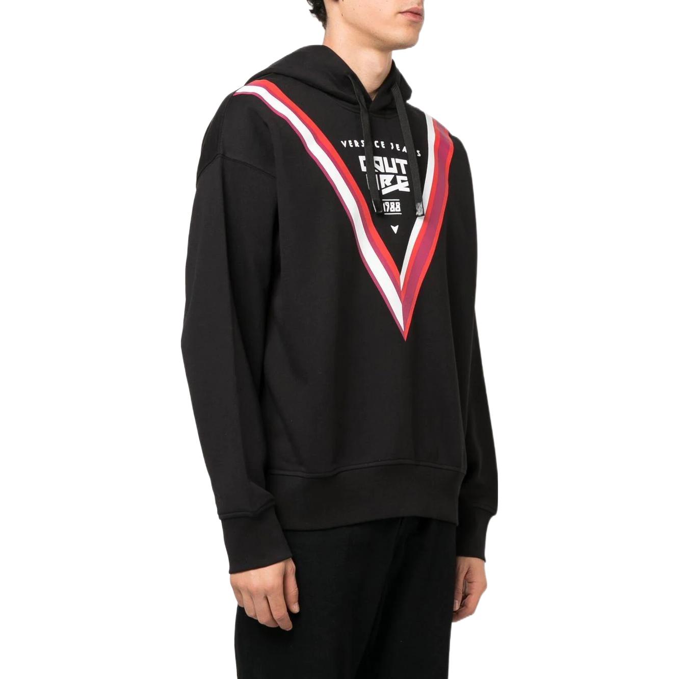 Purchase VERSACE FW22 Sudadera Negra Rayada con Logo y Capucha Ajustable Mangas Largas 73GAIP10-CF00P-899