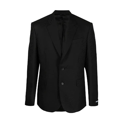 VERSACE FW22 Black Wool Single-Breasted Long Sleeve Blazer. 1006009-1A04315-1B000