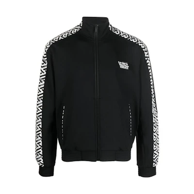 VERSACE FW22 Black Zip-Up Jacket with Logo Print. 10021001A016232W020