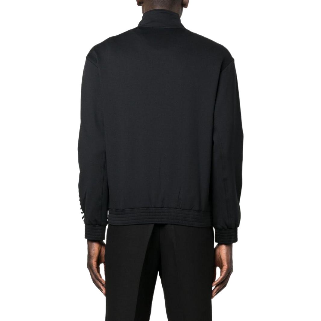 Shop VERSACE FW22  Black Zip-Up Jacket with Logo Print. 10021001A016232W020