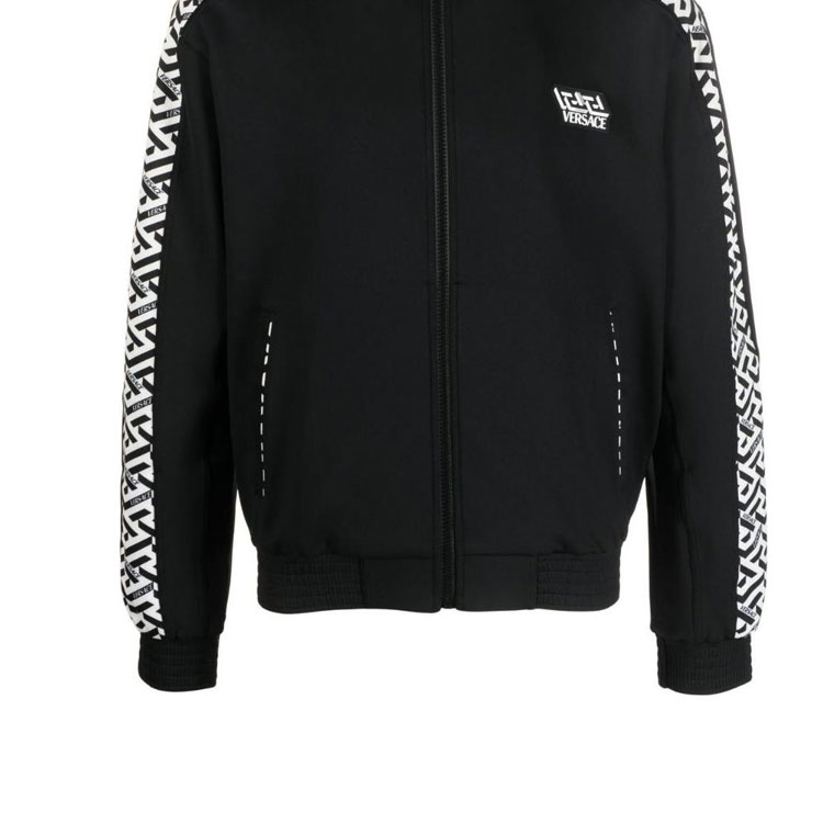 Details for VERSACE FW22  Black Zip-Up Jacket with Logo Print. 10021001A016232W020