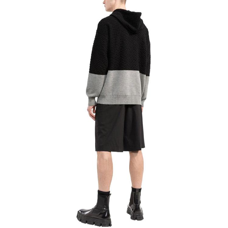 VERSACE FW22  Colorblock Logo Embroidered Knit Hoodie. 1005941-1A04073-2B050 圖 5