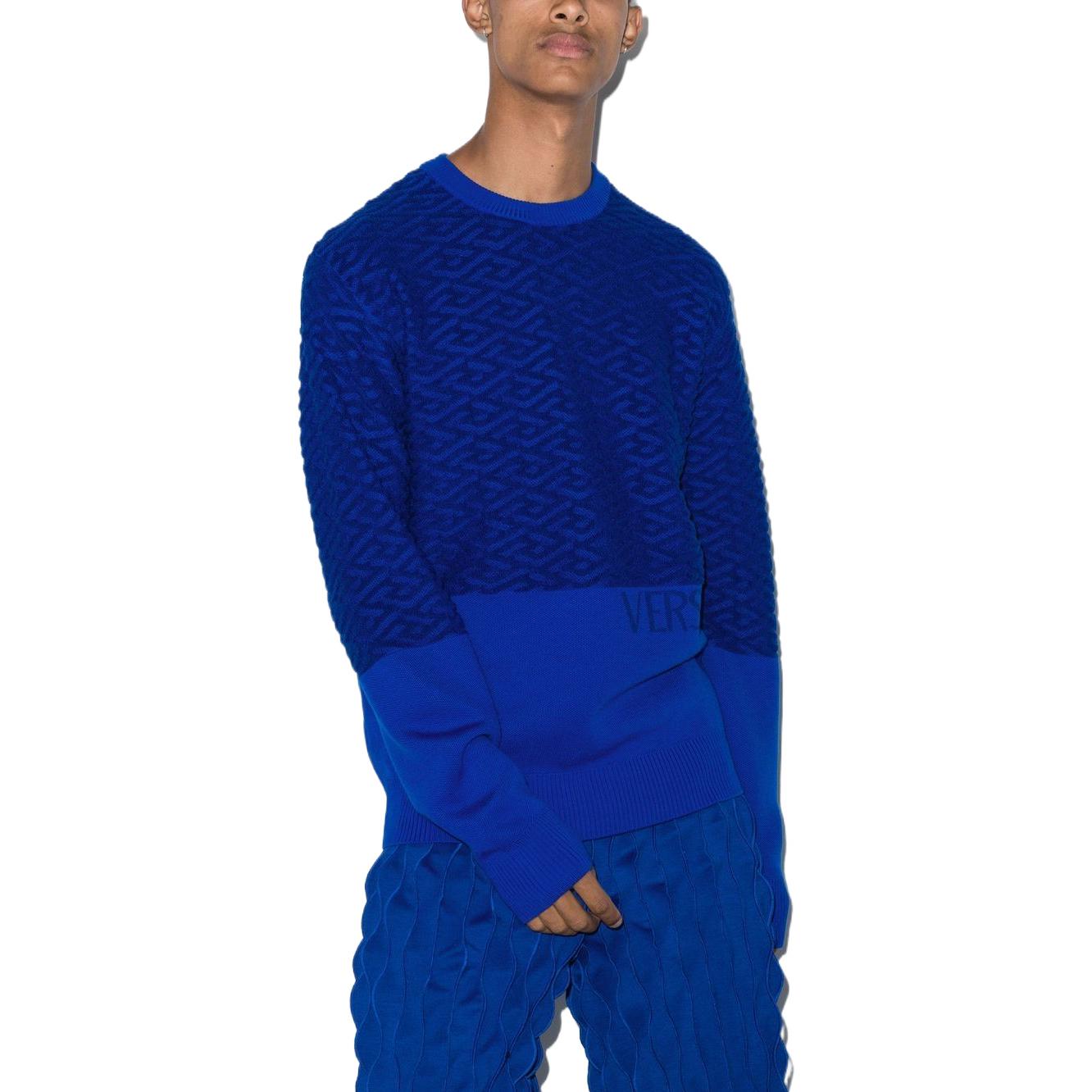 VERSACE FW22  Geometric Knit Wool Sweater Blue 1005942-1A04073-1UC30 圖 3