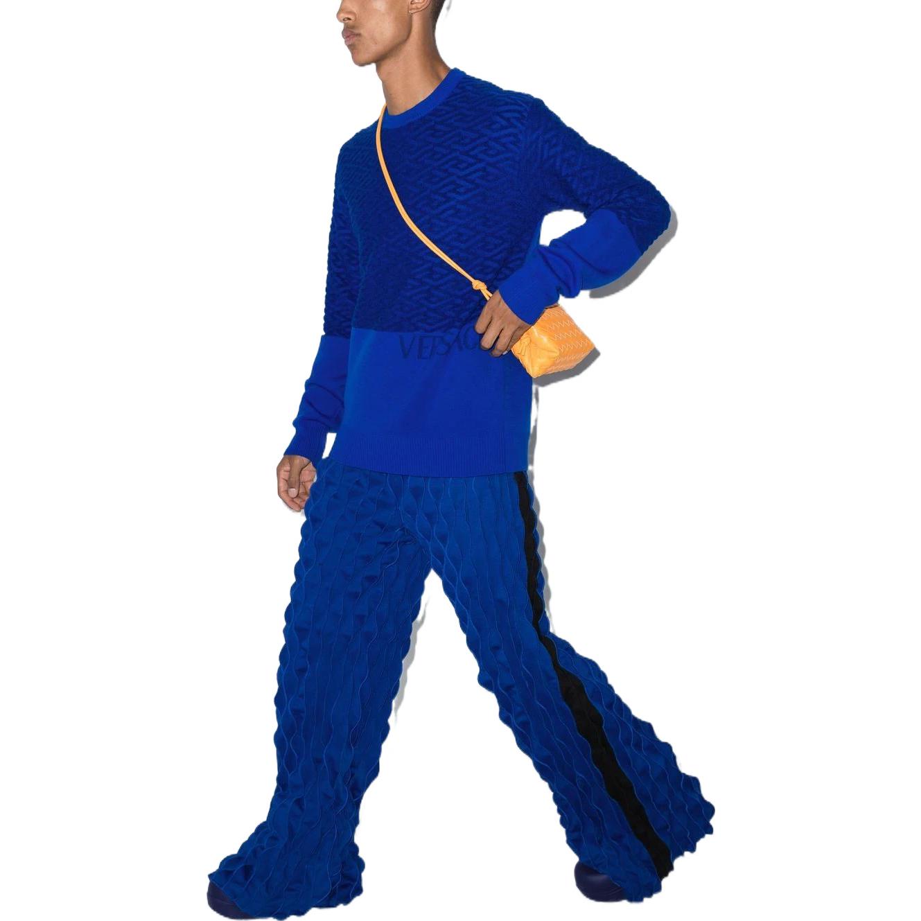 VERSACE FW22  Geometric Knit Wool Sweater Blue 1005942-1A04073-1UC30 圖 5