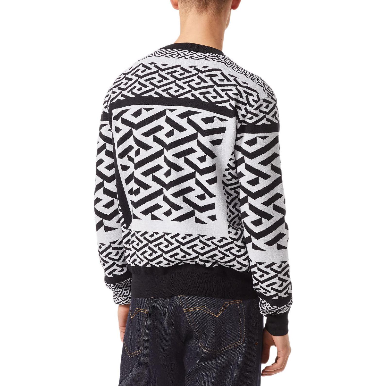 VERSACE FW22  Geometric Print Wool Pullover Sweater Black White 1006281-1A04271-2B020 圖 4
