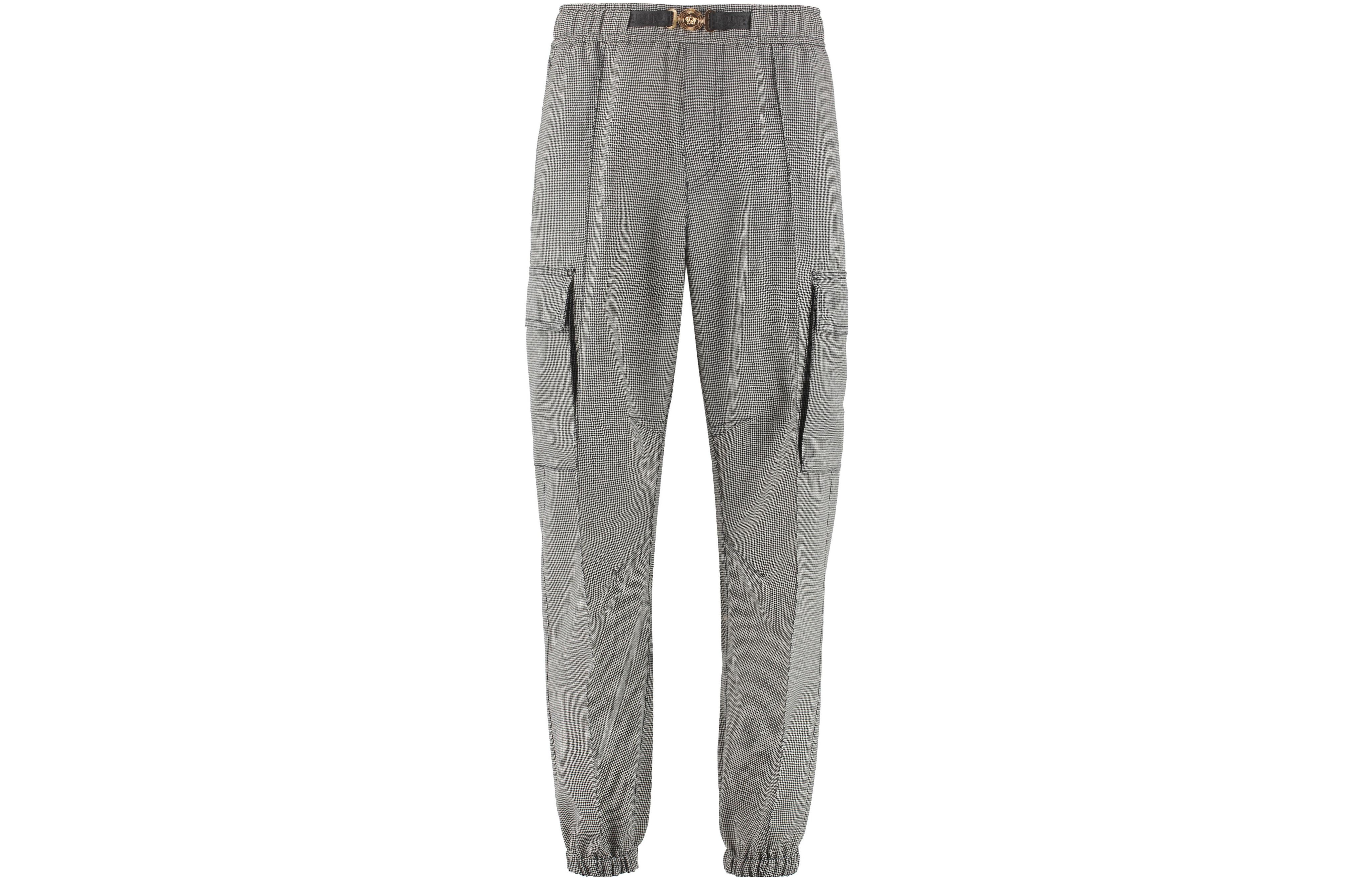 VERSACE FW22  Grey Checkered Knit Jogger Pants Casual Style. 1006029-1A04124-2W020