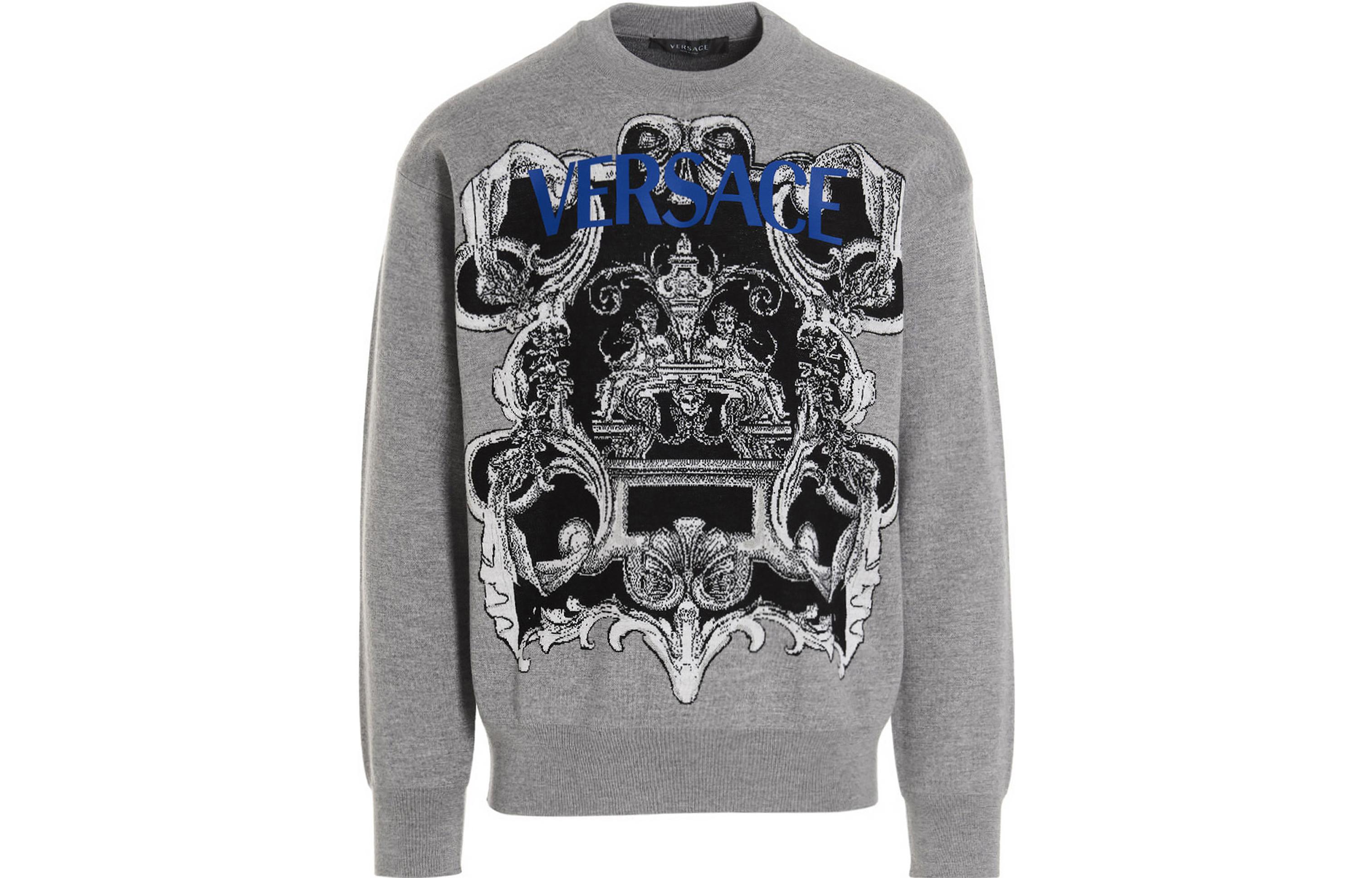 VERSACE FW22  Grey Crewneck Sweatshirt with Abstract Jacquard Design 1006101-1A04196-1E100 圖 2
