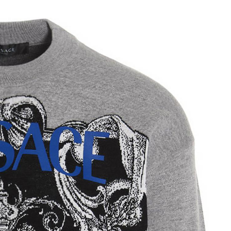 VERSACE FW22  Grey Crewneck Sweatshirt with Abstract Jacquard Design 1006101-1A04196-1E100 圖 6