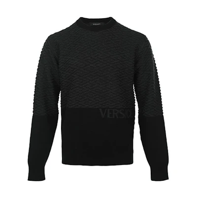 VERSACE FW22 Grey Knit Pullover Wool Sweater. 1005942-1A04073-1B000