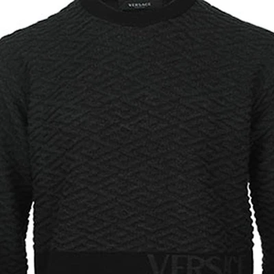 VERSACE FW22 Grey Knit Pullover Wool Sweater. 1005942-1A04073-1B000 Details for VERSACE FW22 Grey Knit Pullover Wool Sweater. 1005942-1A04073-1B000