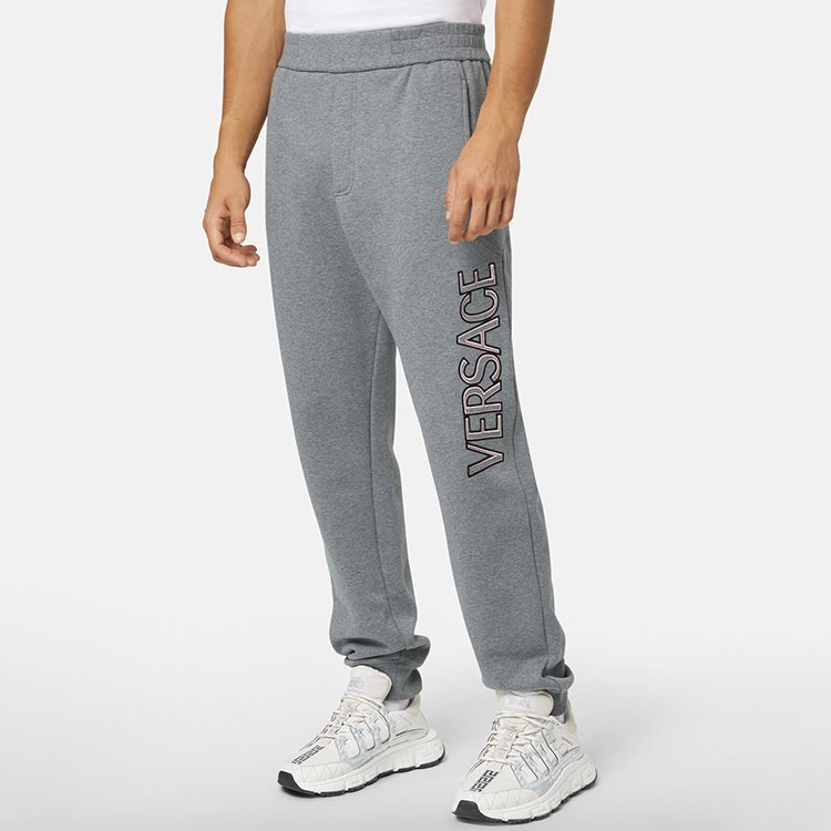 Purchase VERSACE FW22 Joggers Grises de Punto con Letra y Cintura Elástica. 1004011-1A02880-1E090