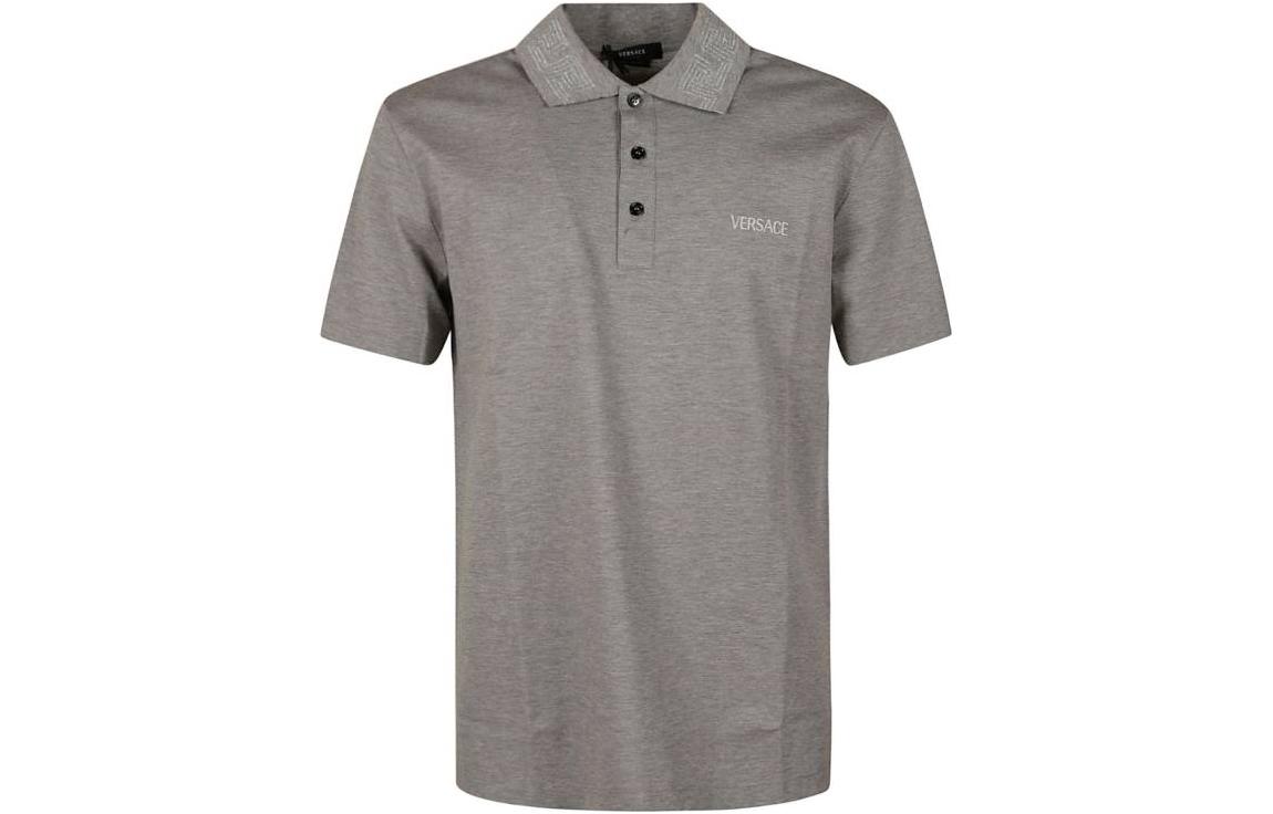Order VERSACE FW22 Polo Gris Manga Corta con Cuello y Logo Bordado. 1006038-1A04132-1E090