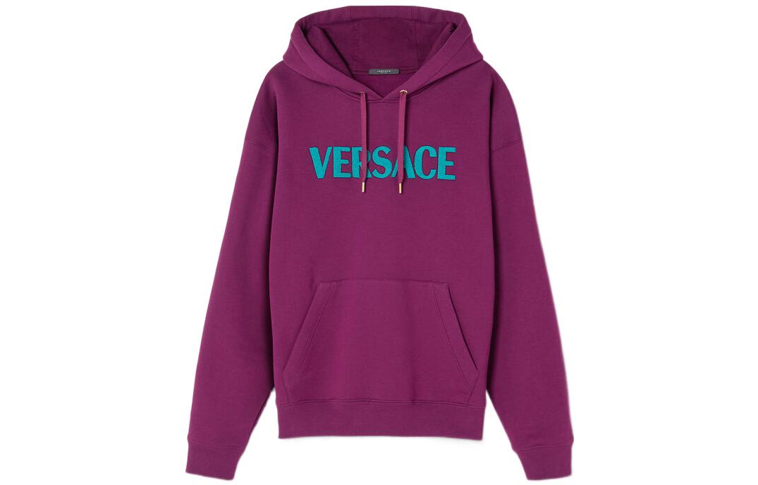 VERSACE FW22  Hoodie Purple Red with Letter Logo Print. 1006975-1A04511-1LA50