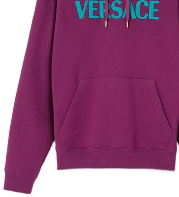 ヴェルサーチ FW22 パープルレッドフーディー レターロゴプリント入り. 1006975-1A04511-1LA50 Sizing ヴェルサーチ FW22 パープルレッドフーディー レターロゴプリント入り. 1006975-1A04511-1LA50