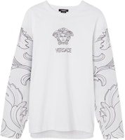 VERSACE FW22 Medusa Embroidered Long Sleeve White T-Shirt 1006452-1A04419-1W000 VERSACE FW22 Medusa Embroidered Long Sleeve White T-Shirt 1006452-1A04419-1W000