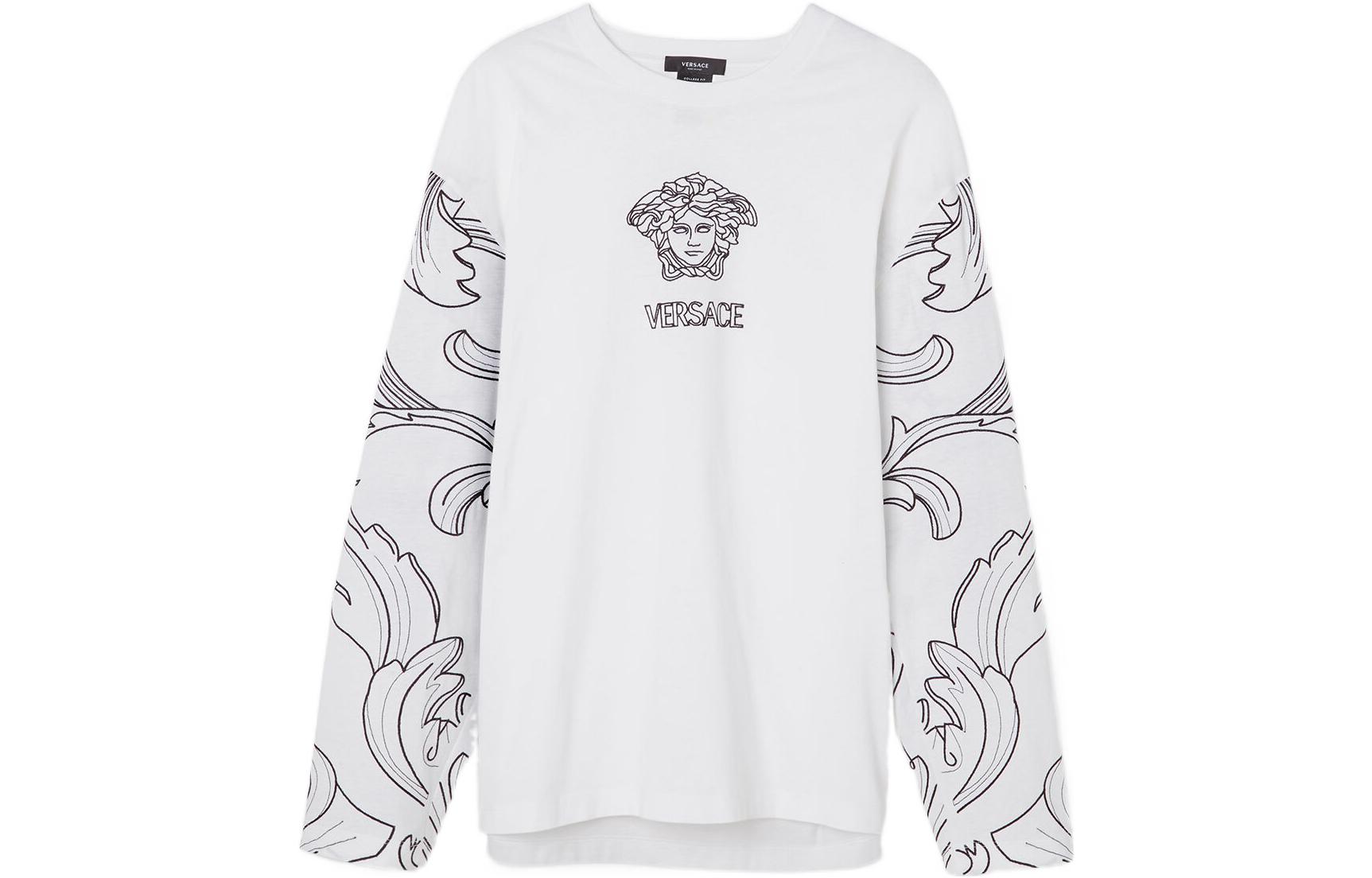 Order VERSACE FW22 Medusa Baju Lengan Panjang Putih Sulaman 1006452-1A04419-1W000