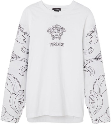 VERSACE FW22 Medusa Baju Lengan Panjang Putih Sulaman 1006452-1A04419-1W000 Order VERSACE FW22 Medusa Baju Lengan Panjang Putih Sulaman 1006452-1A04419-1W000