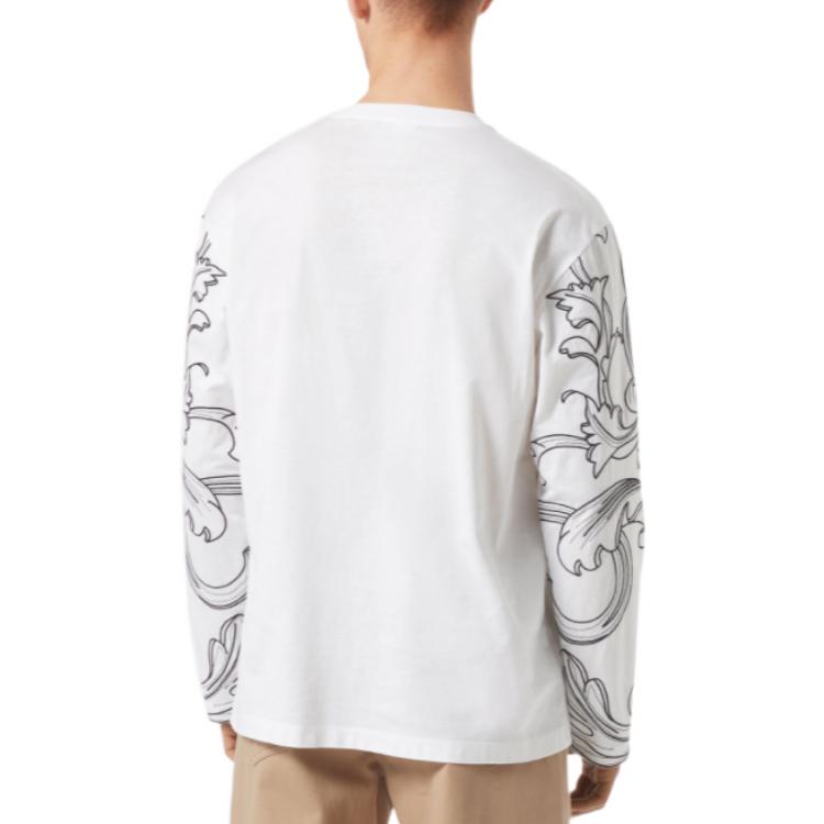 Shop VERSACE FW22 Medusa Baju Lengan Panjang Putih Sulaman 1006452-1A04419-1W000