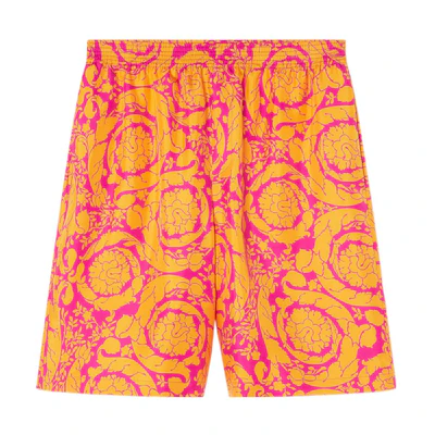 VERSACE FW22 Patterned Elastic Waist Straight Shorts Orange 1002476-1A04991-5R310