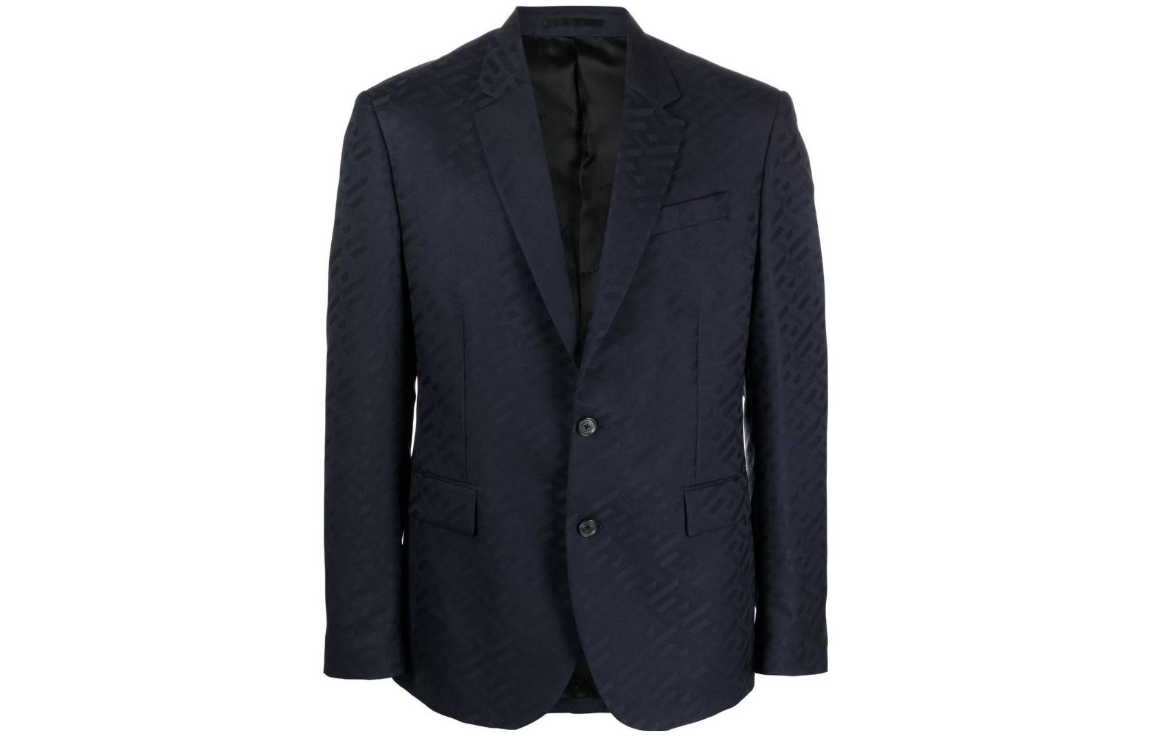VERSACE FW22  Single-Breasted Solid Blue Blazer. 1006009-1A04315-1U610