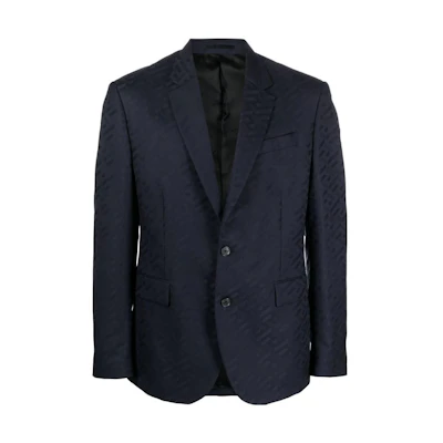 VERSACE FW22 Single-Breasted Solid Blue Blazer. 1006009-1A04315-1U610
