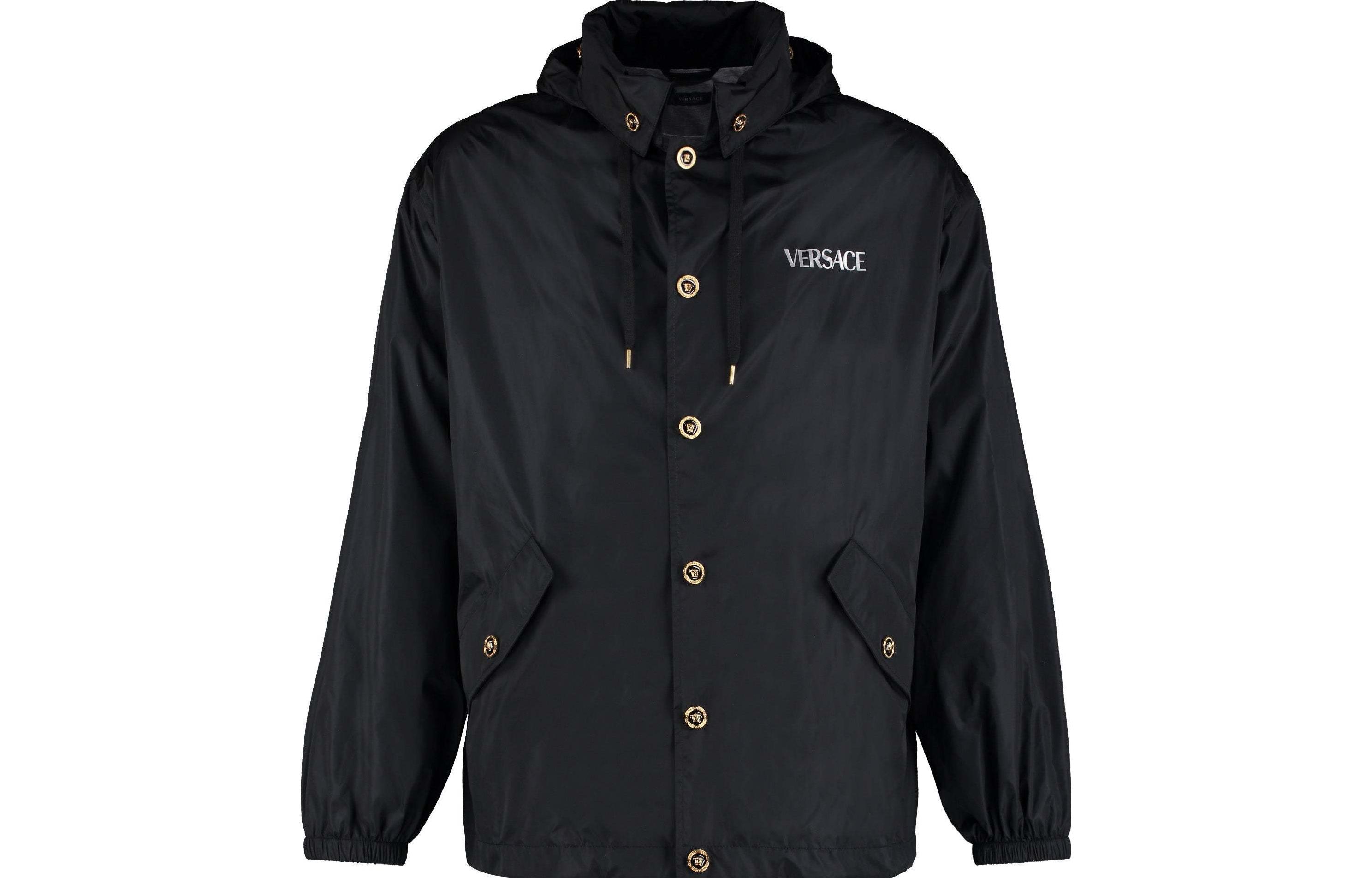 VERSACE FW22  Solid Color Casual Jacket Black 1006018-1A04128-1B000