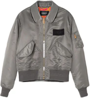 Order VERSACE FW22 Solid Color Patch Bomber Jacket in Gray 1006698-1A04656-1E460