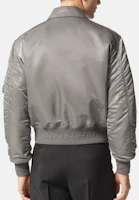 Shop VERSACE FW22 Solid Color Patch Bomber Jacket in Gray 1006698-1A04656-1E460