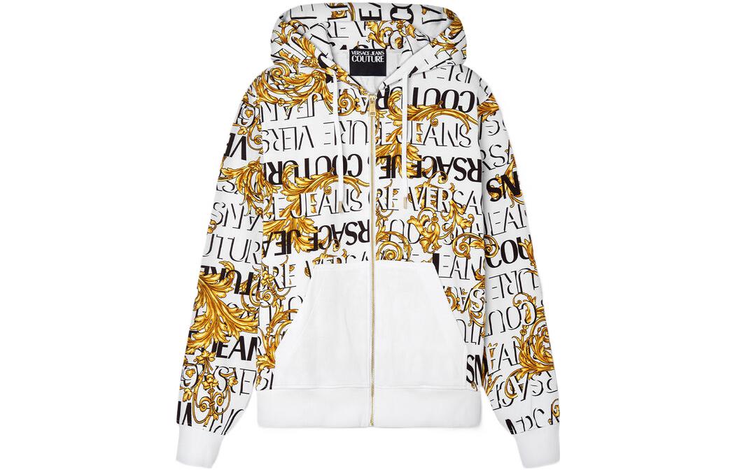 Versace FW22 All-Over Logo Zip-Up Hoodie White E73GAI3Z0-EFS041-EG03