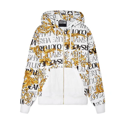 Versace FW22 All-Over Logo Zip-Up Hoodie White E73GAI3Z0-EFS041-EG03