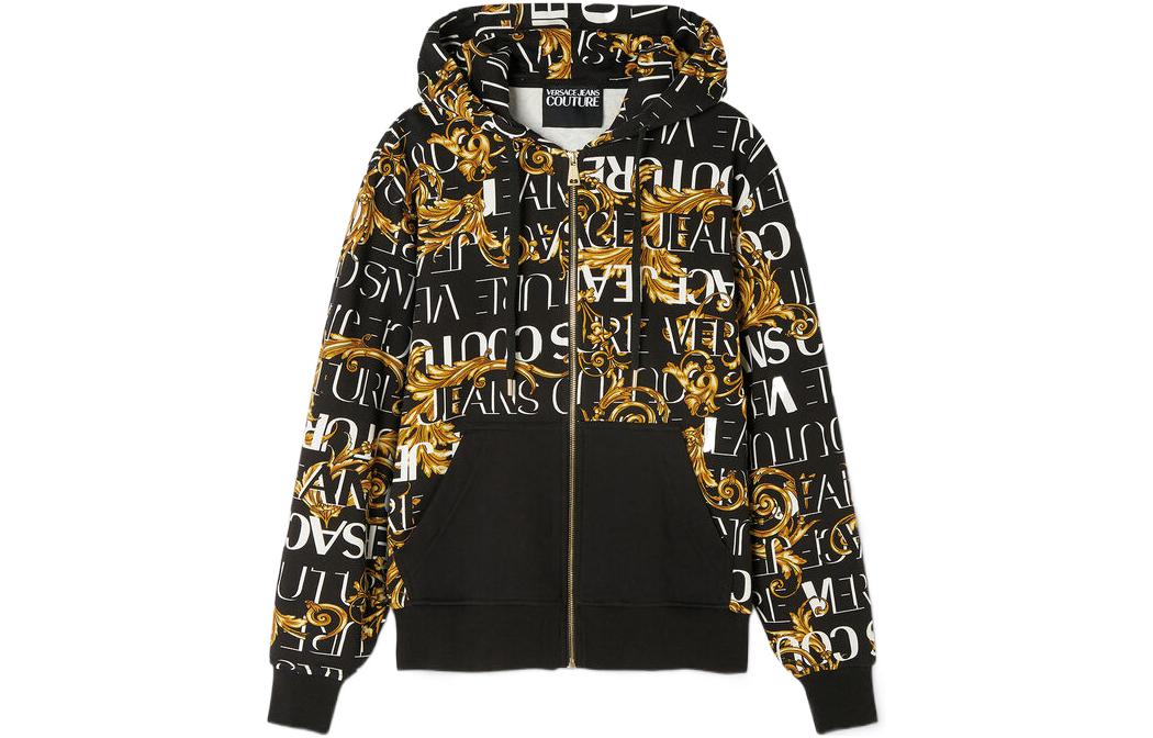 Versace FW22 Allover Logo Zip-Up Hoodie Jacket Black E73GAI3Z0-EFS041-EG89