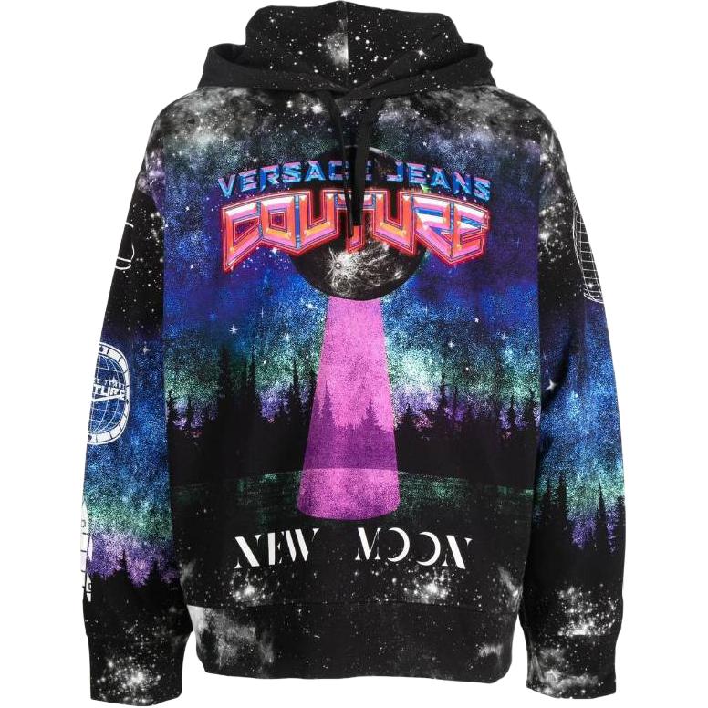 Versace FW22 Alphabet Print Drawstring Hoodie Black 73GAI3CM-FS058-MS3