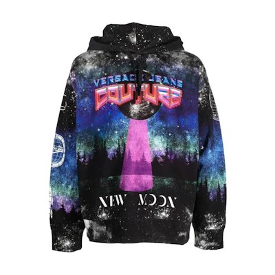 Versace FW22 Alphabet Print Drawstring Hoodie Black 73GAI3CM-FS058-MS3
