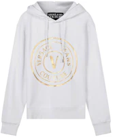 Versace FW22 Badge Logo Print Hoodie White 72GAIT03-CF01T-G03 Versace FW22 Badge Logo Print Hoodie White 72GAIT03-CF01T-G03