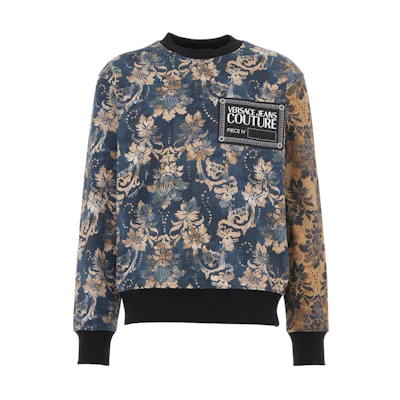 Versace FW22 Baroque Logo Patch Pullover Sweatshirt Multicolor - 73GAI3R-2FS043-259